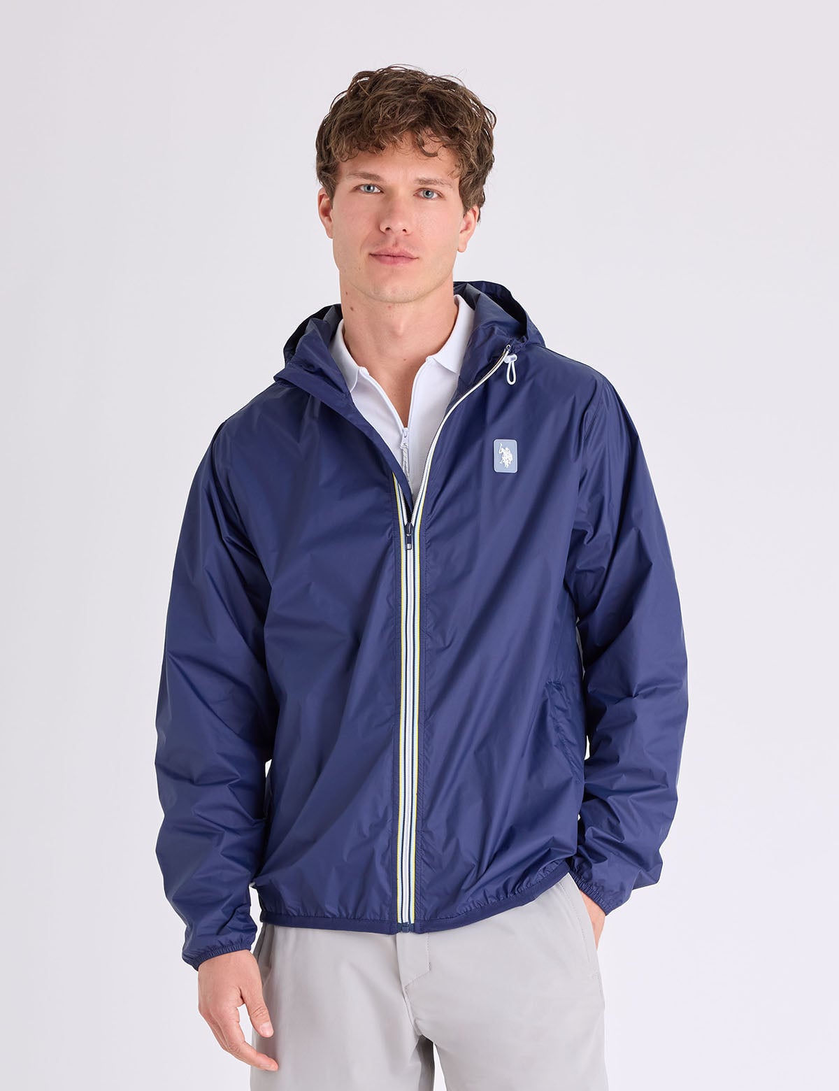 Куртка-ветровка мужская US Polo Assn Signature Stripe с капюшоном Urban Style M Темно-синий (39119208)