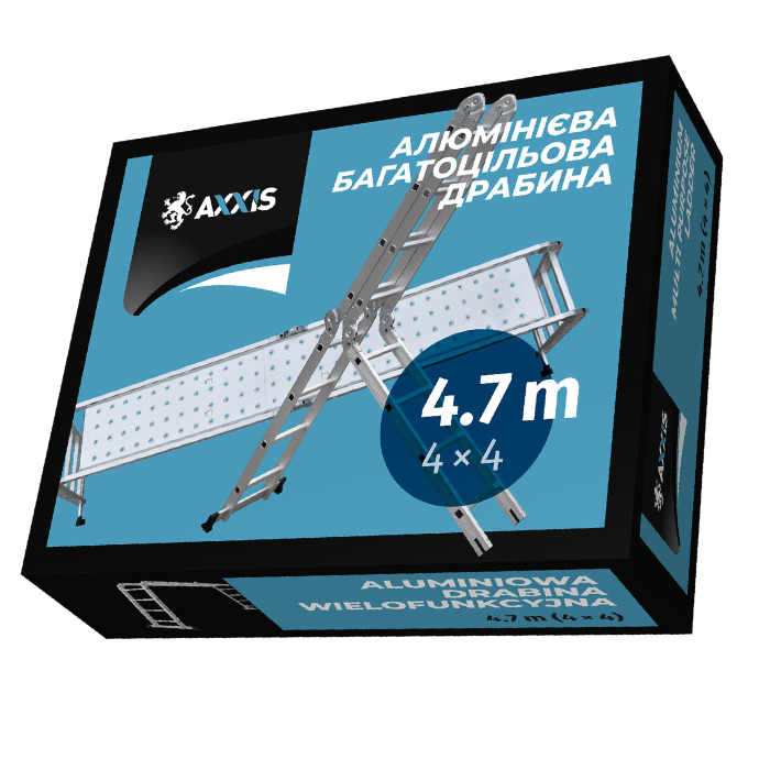 Лестница алюминиевая Axxis трансформер 4х4 4,7 MAX 150 кг (ax-803) - фото 4