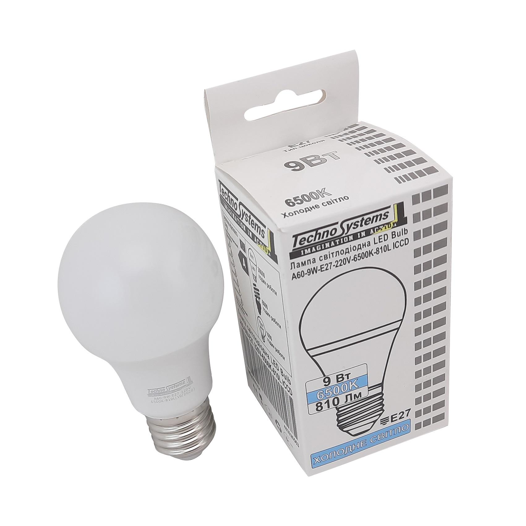 Лампа світлодіодна TechnoSystems Bulb A60 9Вт E27 6500K 810Лм ICCD (5000254) - фото 6