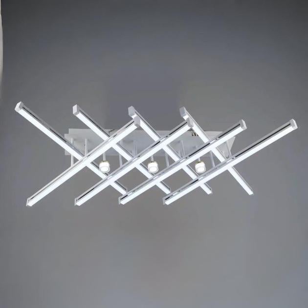 LED-люстра потолочная Sirius с металлическим каркасом 3000/6500K IP20 B YH1308/8+3 WT+CH 102W Белый/Хром (28686089)