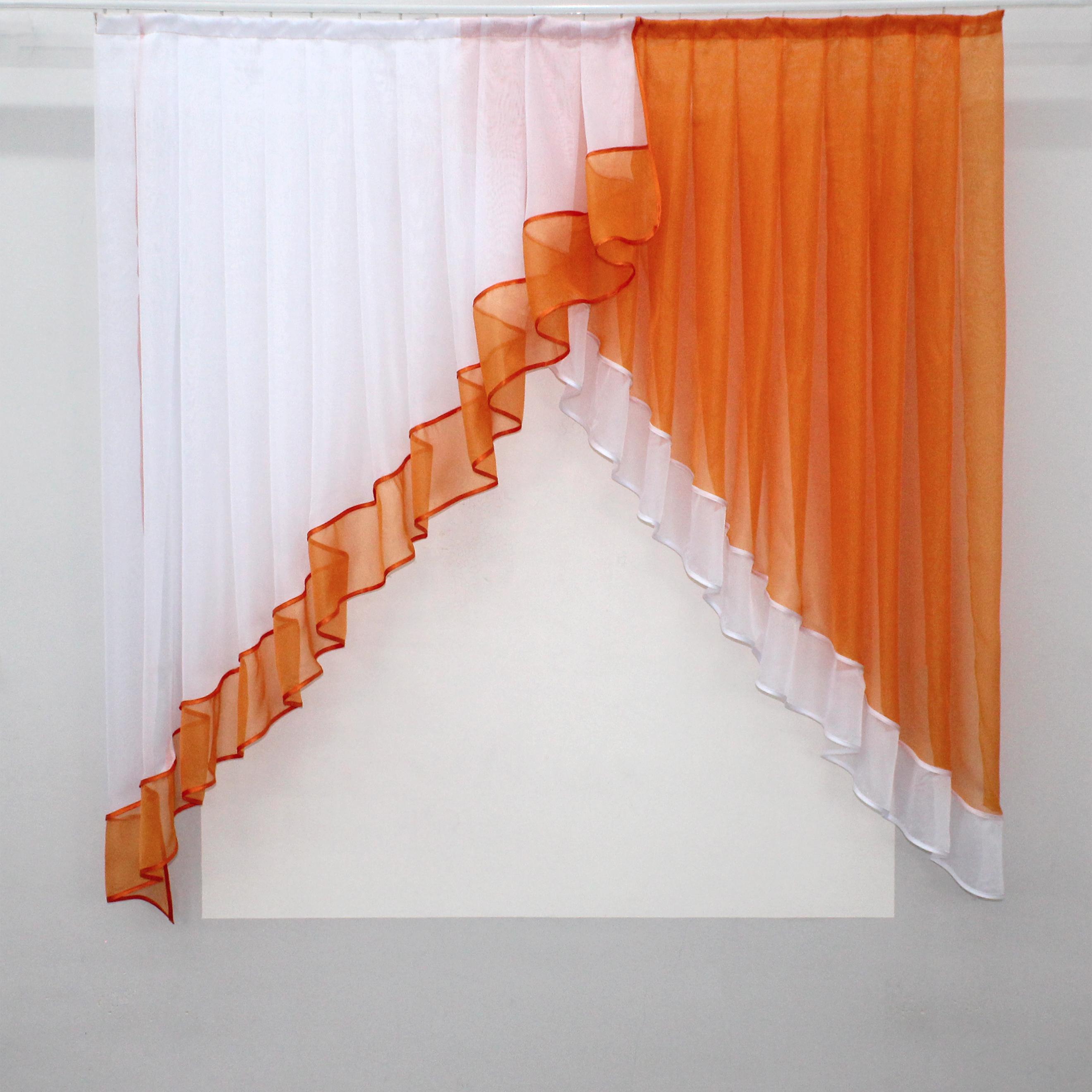 Занавеска кухонная VR-Textil № 023к 150х150 см Белый/Оранжевый (52-0406) - фото 1