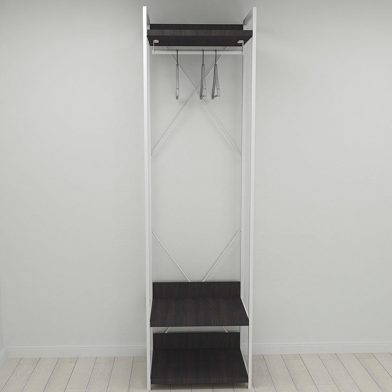 Шкаф Ferrum-decor Гардероб Уни секция 1 Конект 220x60x50 см металл/ДСП 32 мм Белый/Венге Магия (FRD-104508)