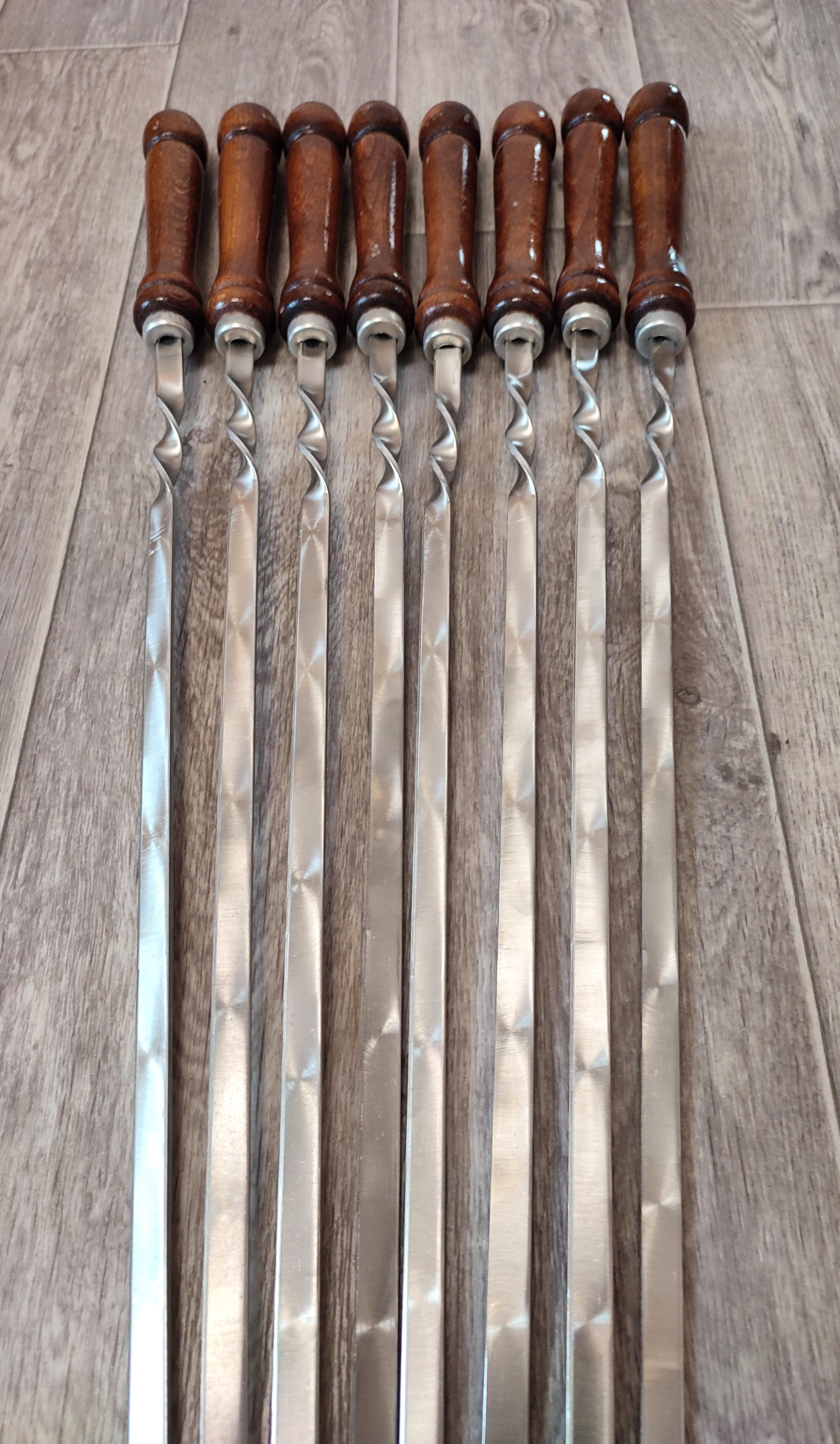 Набор шампуров с лакированной деревянной ручкой 8 шт. 750х3х12 мм (735) - фото 4 Набор шампуров с лакированной деревянной ручкой 8 шт. 750х3х12 мм (735) - фото 4