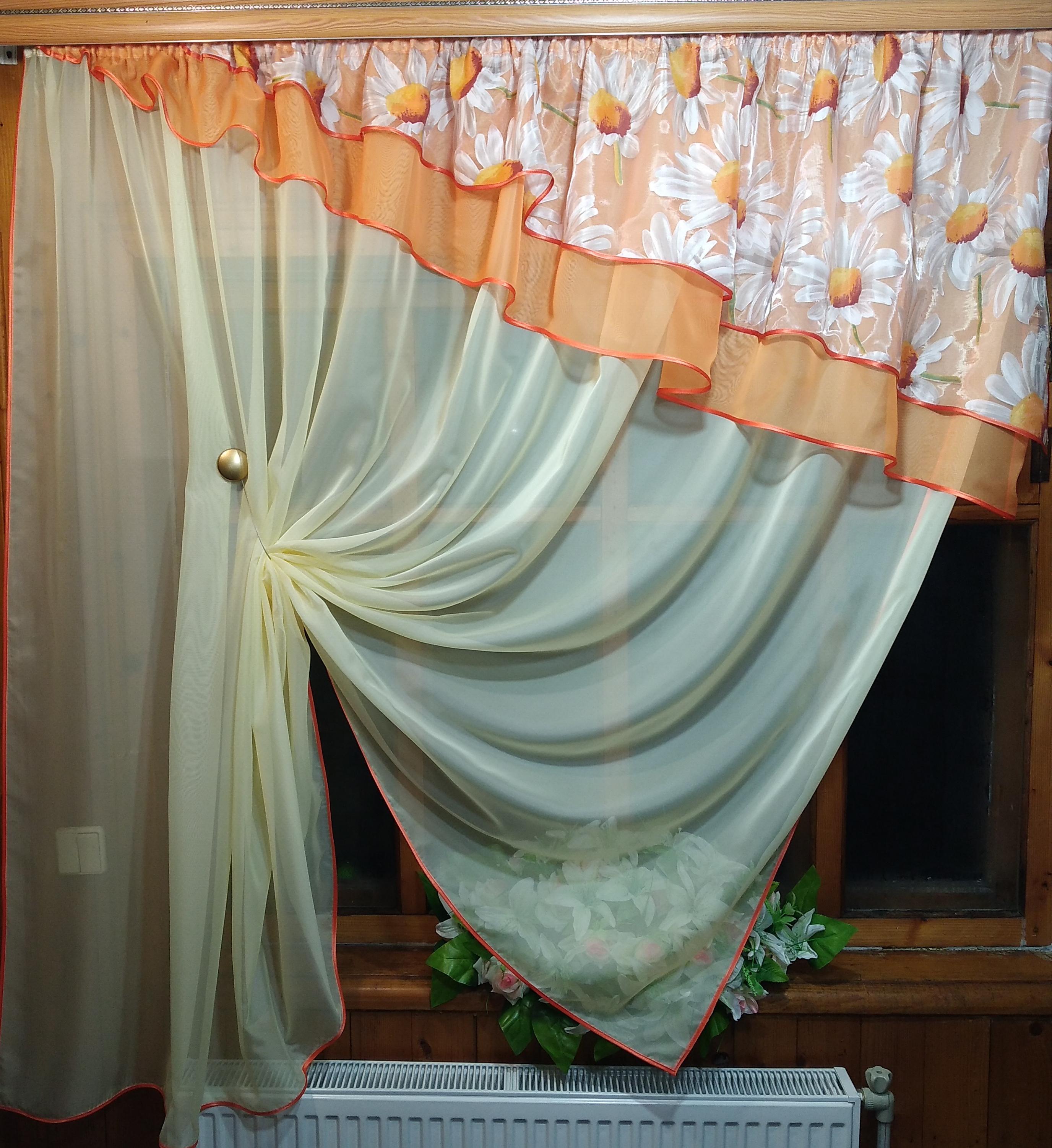 Шторка кухонна готова Алія Місячна/Помаранчева/Ромашка - фото 3