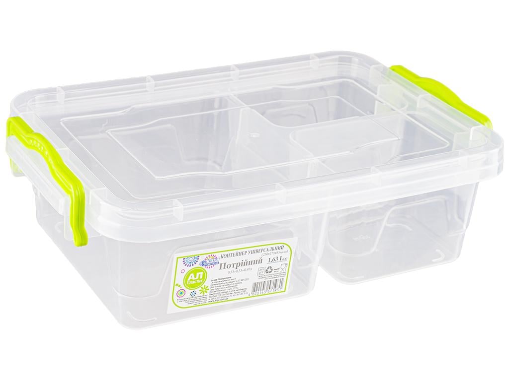 Контейнер Ал-Пластик универсальный тройной 0,33/0,33/0,97 л Прозрачный (MAP-71931) Контейнер Ал-Пластик универсальный тройной 0,33/0,33/0,97 л Прозрачный (MAP-71931)
