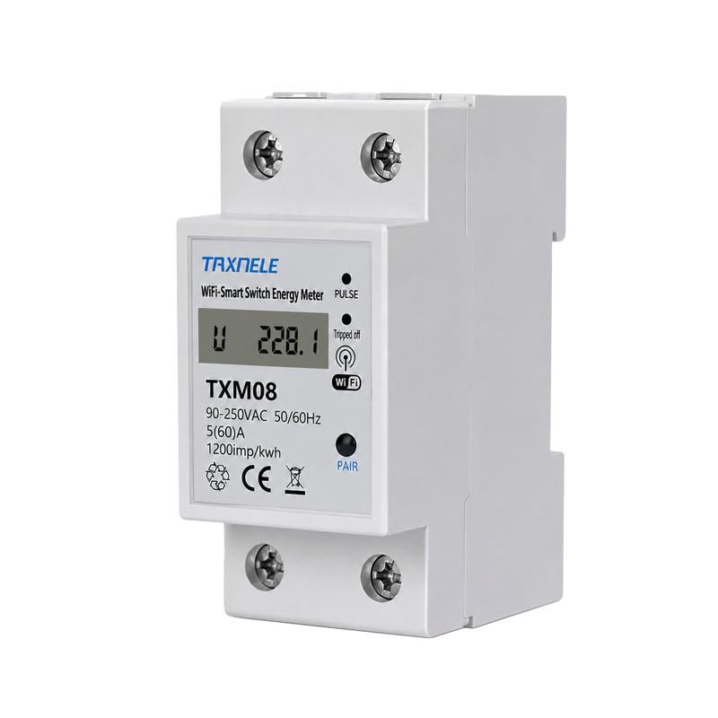 Умное WiFi реле TAXNELE с полной защитой/счетчиками/таймером 1P+N 60A 230V Smart Life (TXM08)