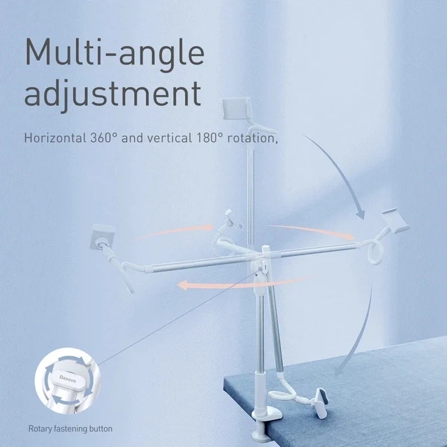 Тримач для телефона Baseus Unlimited adjustment lazy phone holder silver (KST-SULR-0S) - фото 4