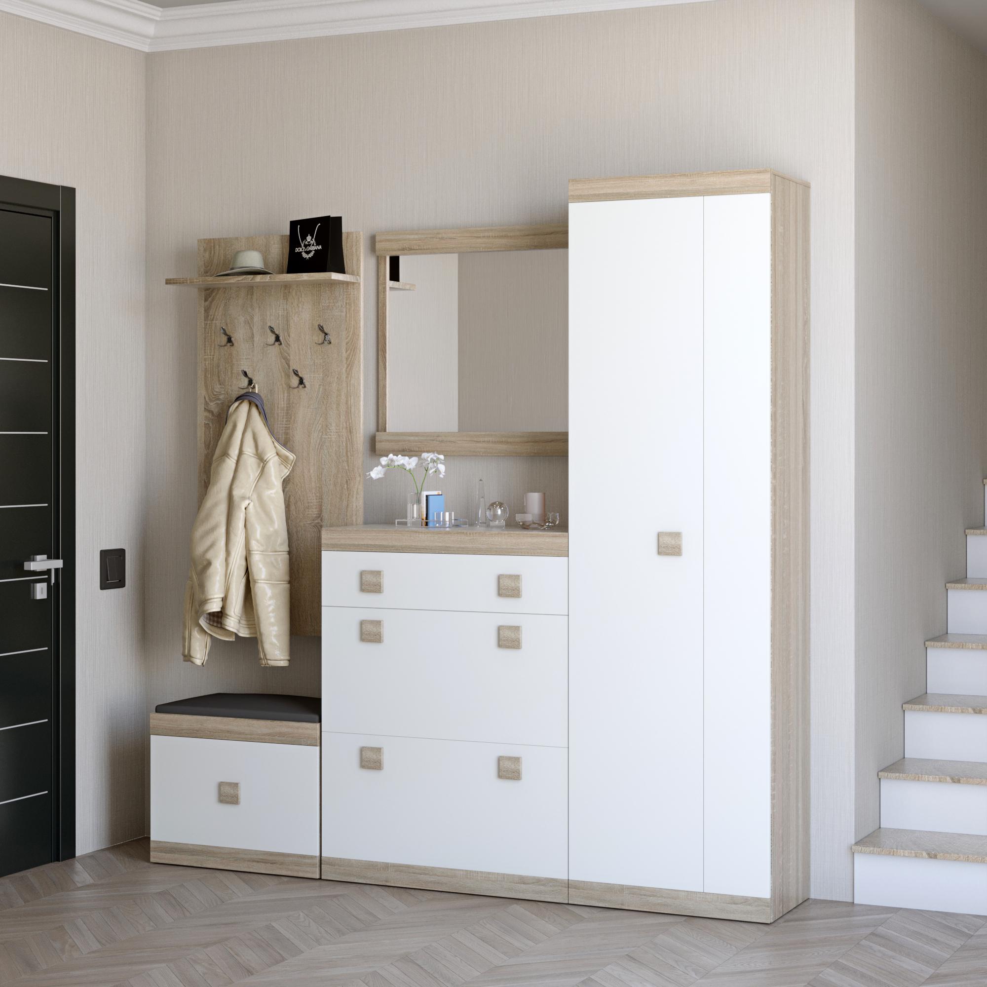 Передпокій Еверест Соната 1-модульна 5 ел. Дуб Сонома/Білий (DTM-2193)