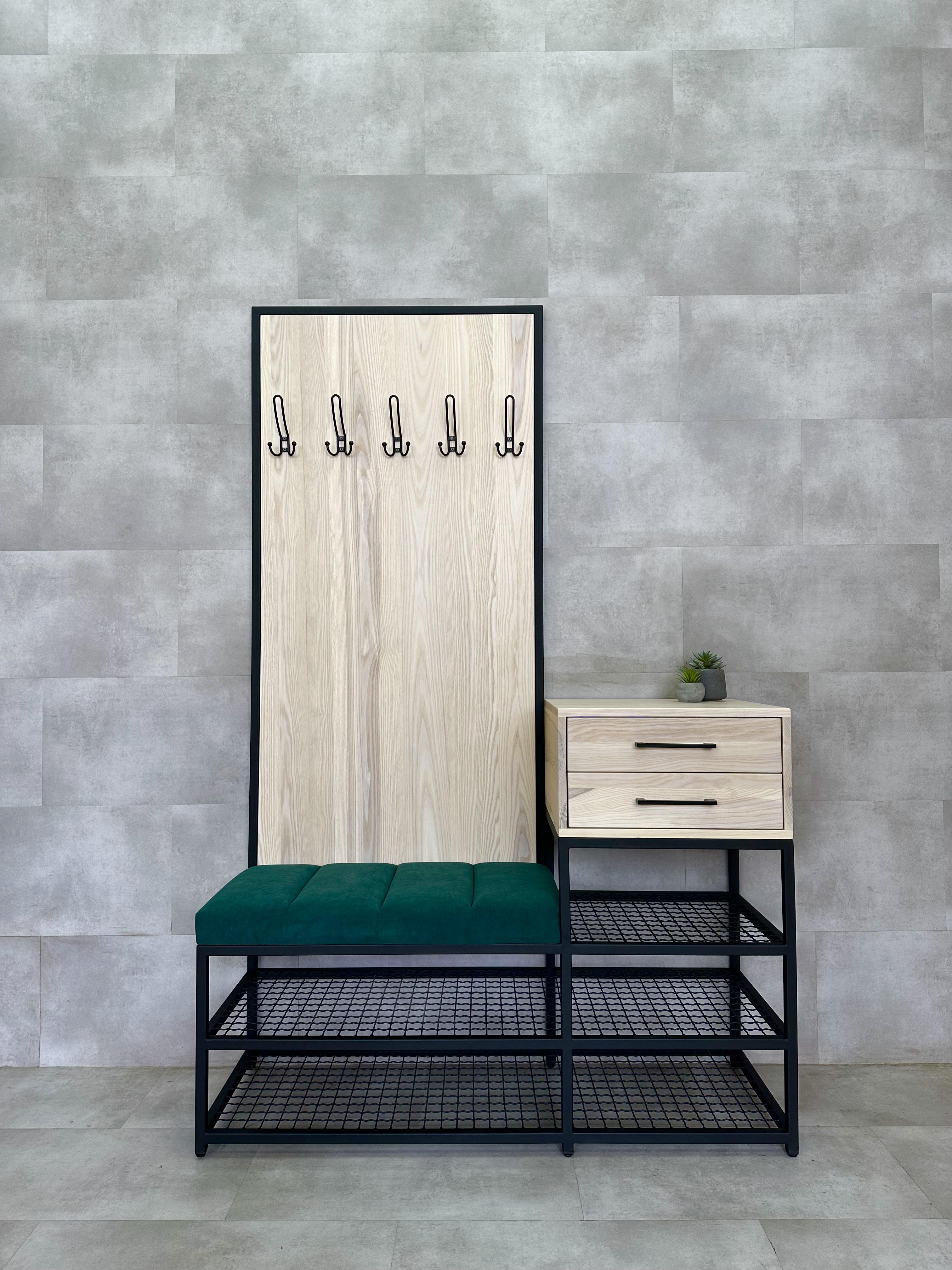 Прихожая из металла и массива ясеня P18.4-MY 1800х1200х350 мм