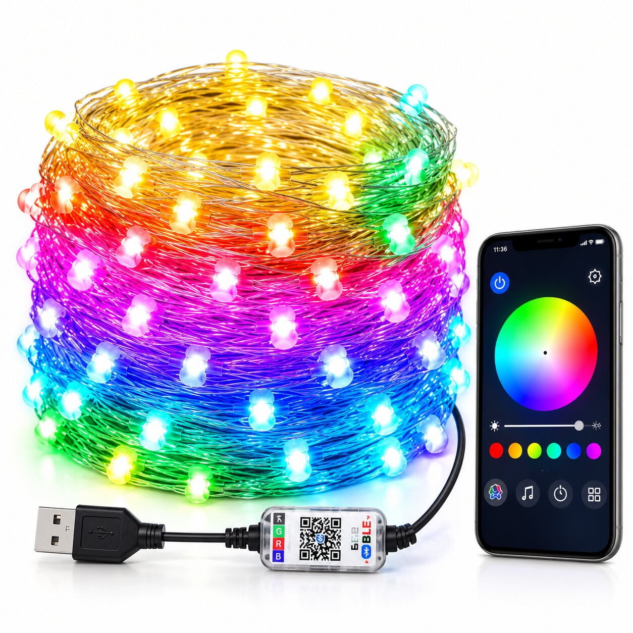 Гирлянда светодиодная Smart LED Капля росы с Bluetooth/Wi-Fi RGB управления со смартфона через приложение 10 м (37376666Y)
