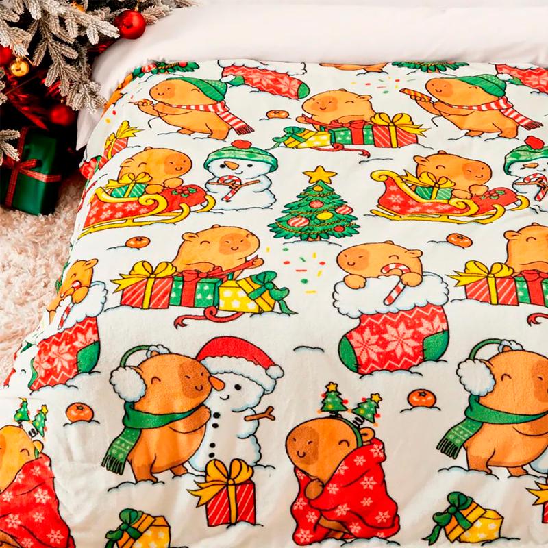 Плед флісовий Love You Капібарки і сніговики 150x200 см (9118)