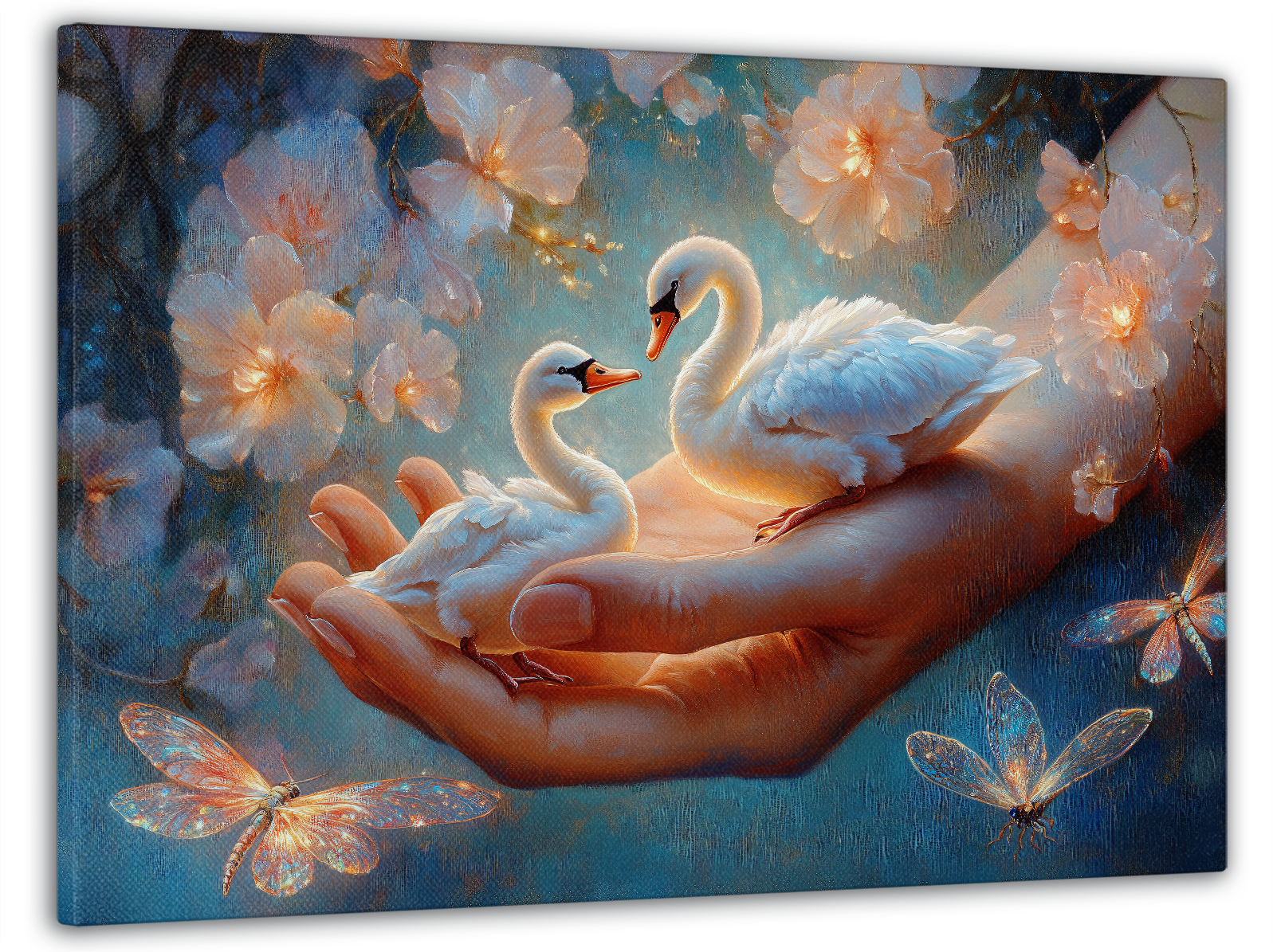 Картина на холсте Mako лебеди в ладонях с бабочками 60x100 см (MK10583)