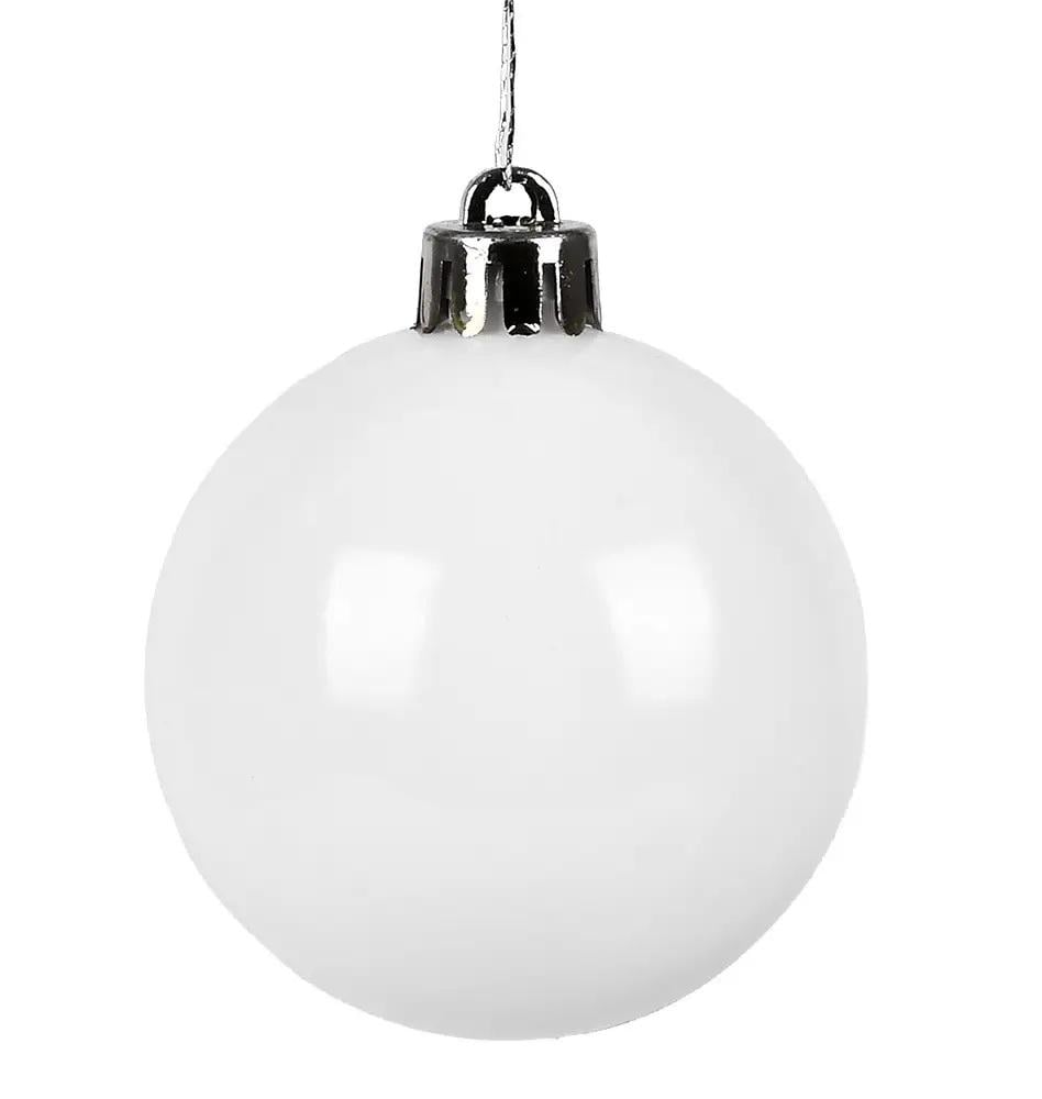 Ялинкові кульки 8 см Глянець 50 шт. White