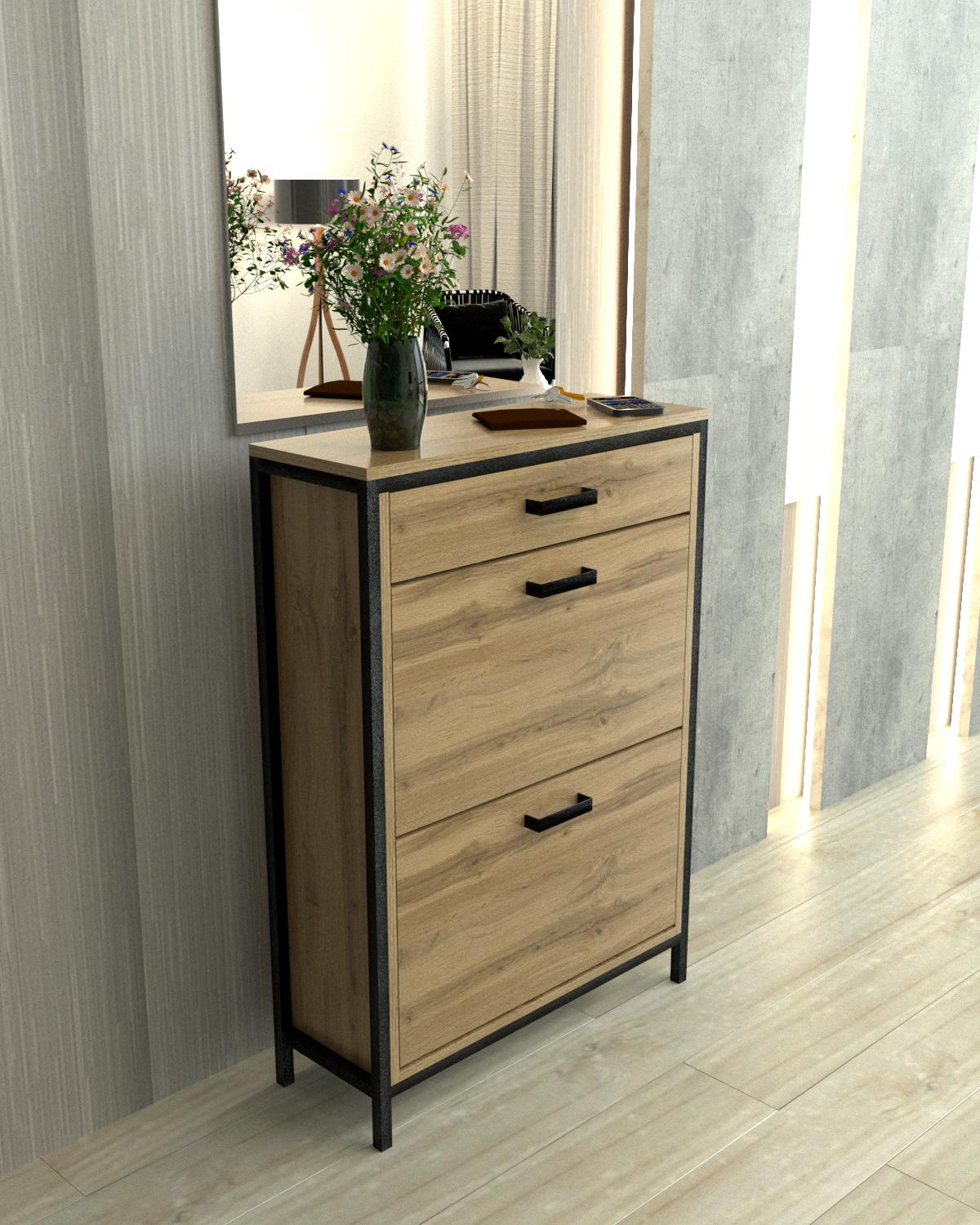 Тумба для обуви EcoLoft Далма DSP-1354-1 в стиле лофт Дуб Аппалачи (31917703)