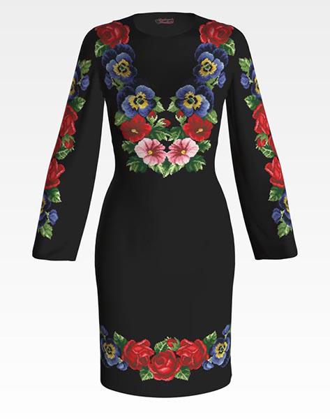 Заготовка женского платья ПЛ056 Розы/анютины глазки/мальвы для вышивки бисером и нитками из домотканого полотна Черный (ПЛ056дЧ) Заготовка женского платья ПЛ056 Розы/анютины глазки/мальвы для вышивки бисером и нитками из домотканого полотна Черный (ПЛ056дЧ)