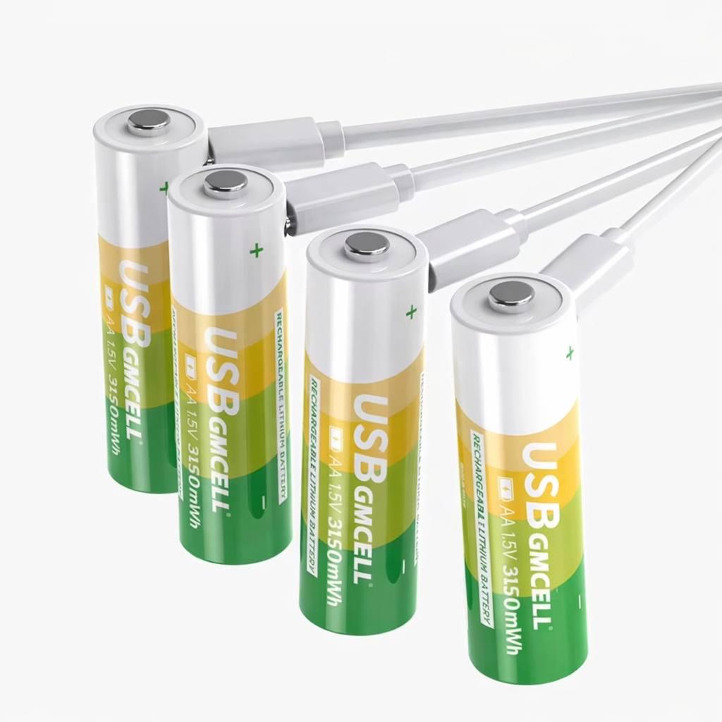 Аккумуляторные батарейки AA GMCELL Li-ion 3150 mWh 1,5V 4 шт.USB Type-C (BT08)