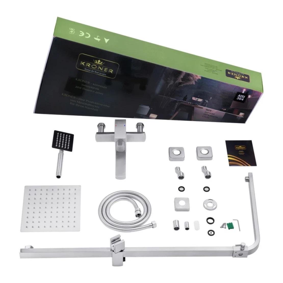Система душевая Kroner ESG063 и смеситель для раковины Kroner Kubus-ESG010 - фото 8