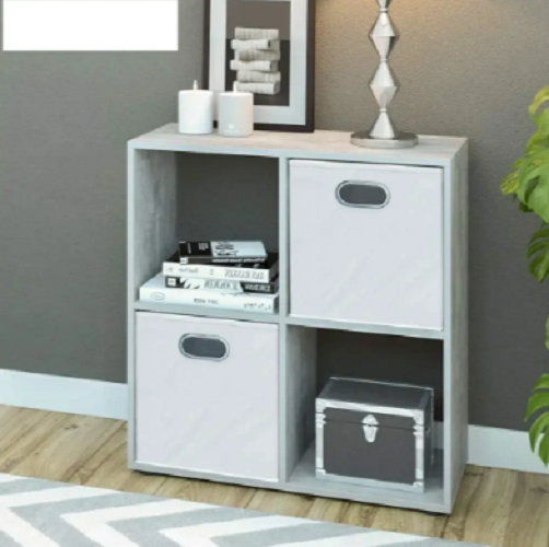 Стеллаж для книг и декора на 4 ячейки Бетон (P9а) - фото 1 Стеллаж для книг и декора на 4 ячейки Бетон (P9а) - фото 1