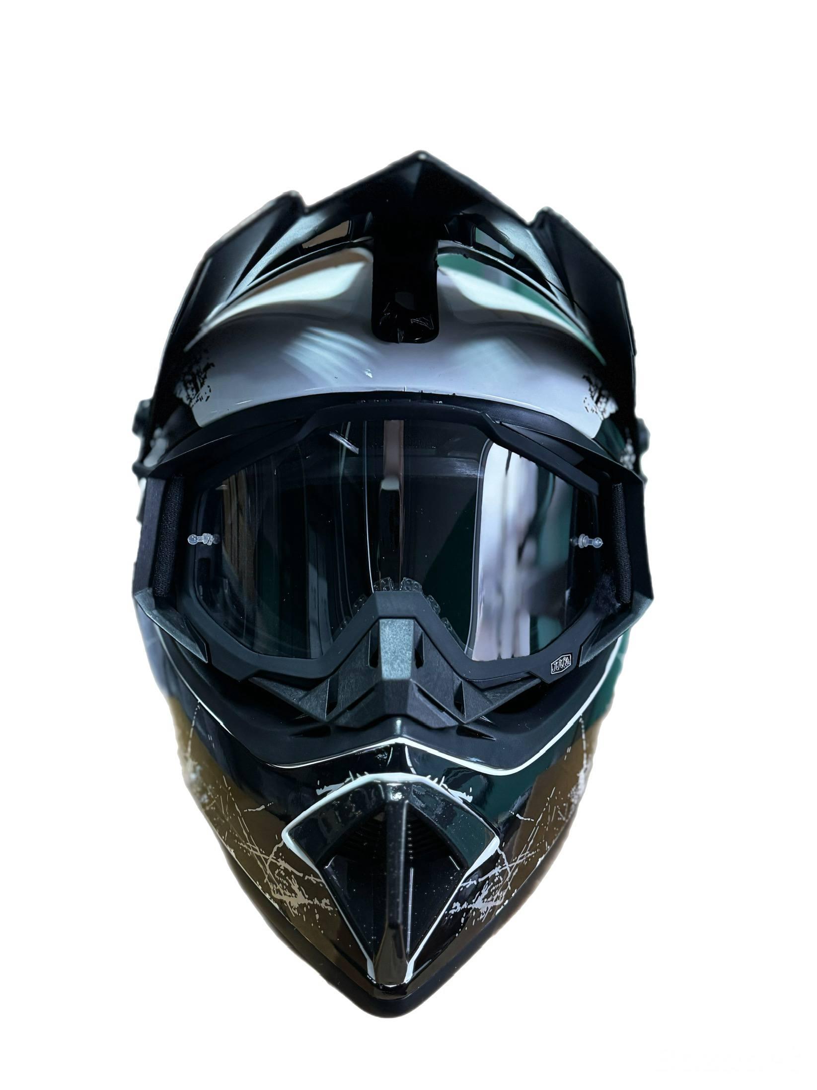 ᐉ Мотошлем эндуро кроссовый Helmet L White и очки Profi Black