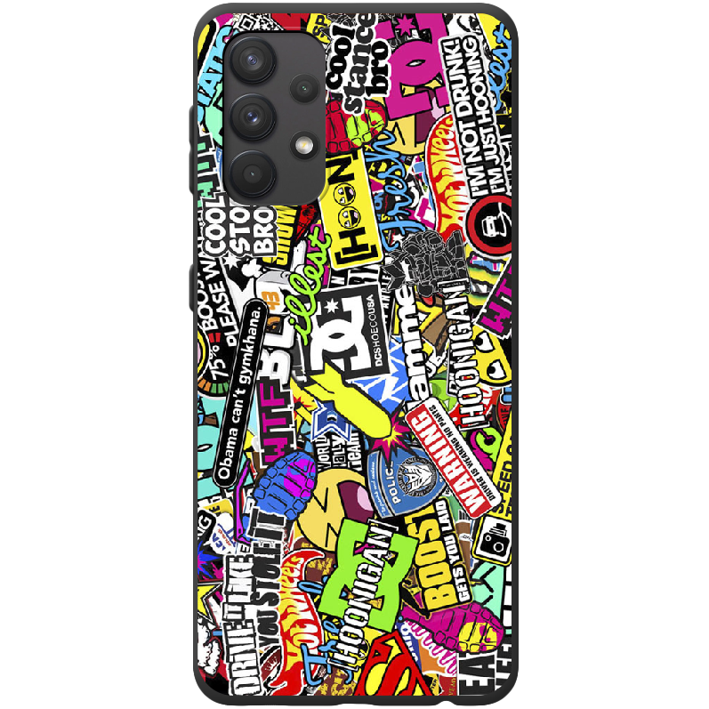 Чехол BoxFace Samsung A325 Galaxy A32 Multicolored Inscriptions Черный силикон (42084-up880-42567)