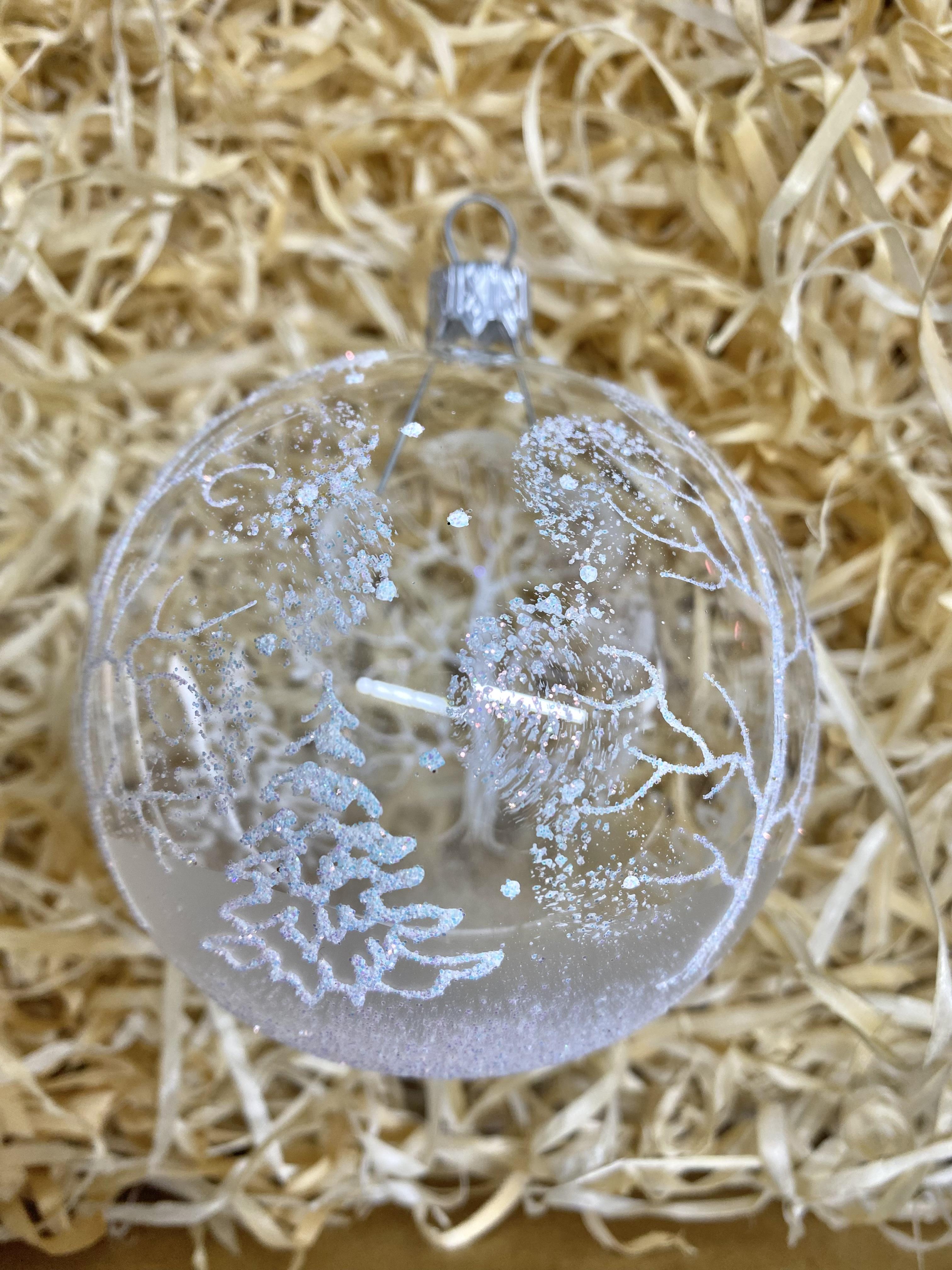 Куля новорічна Орнамент зі скла на ялинку 80 мм (13707013) - фото 2