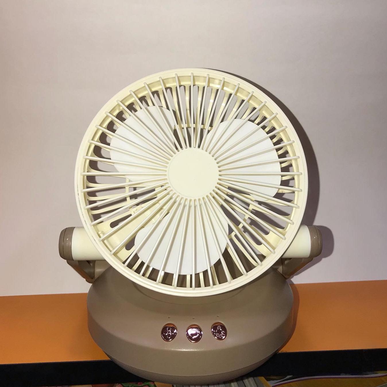 Вентилятор настільний на акумуляторі USB Type-C 1200 мАг 3 швидкості LED підсвітка Кремовий (27418683) - фото 7