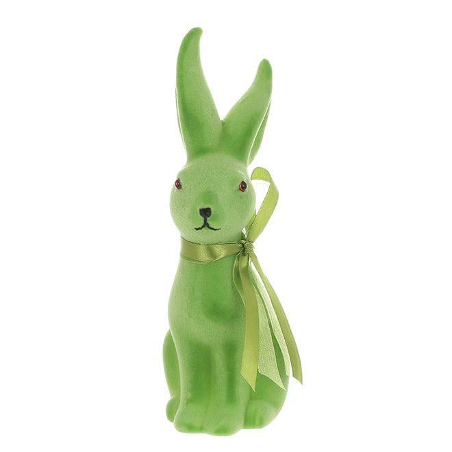 Фигурка пластиковая Flora Кролик с бантом из флока 23,5 см Зеленый (42110)