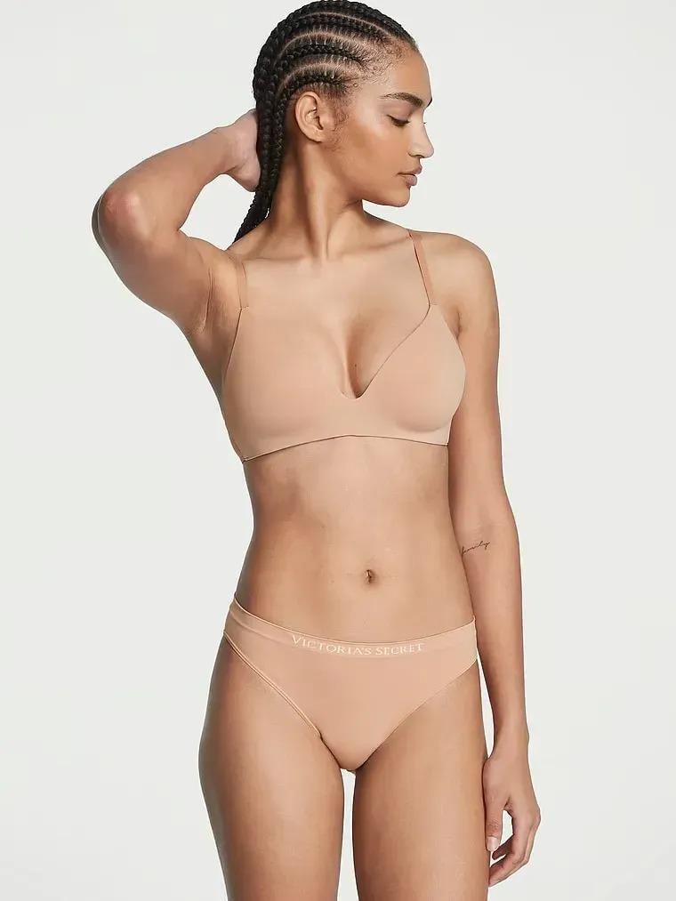 Трусики бикини Victoria's Secret Seamless Bikini Panty L Бежевый (26673097)