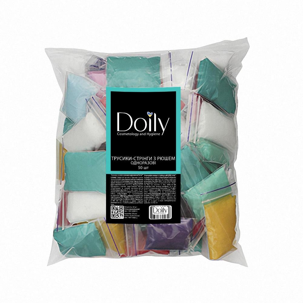 Трусики-стринги с рюшем Doily из спанбонда 50 шт. Разноцветные (2538726157)