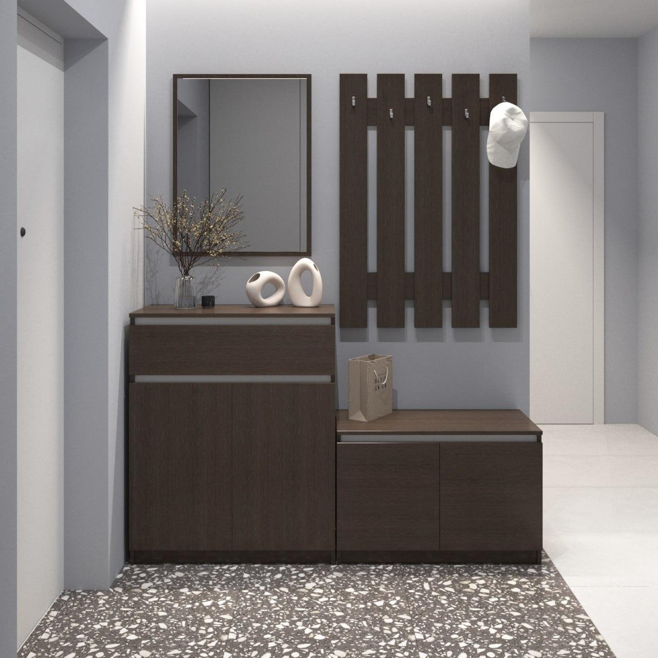 Прихожая VAYS комплект в прихожую 160х40х195 см Венге темный/белый (30771730)