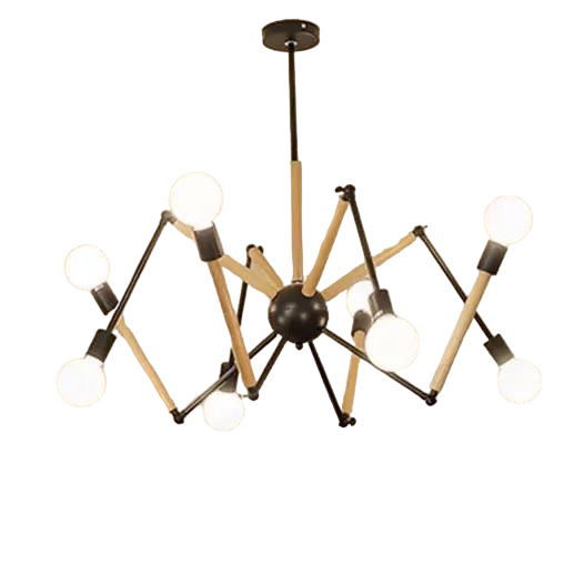 Люстра дерев'яна Павук на 8 ламп Чорний (909-XL1022-8 BK) Люстра дерев'яна Павук на 8 ламп Чорний (909-XL1022-8 BK)