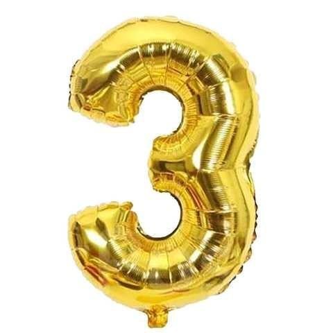 Кулька надувна фольгована 32" цифра 3 Золотий (1347-3)