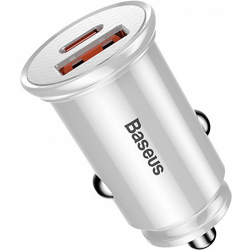 Автомобільний зарядний пристрій Baseus Circular Plastic 1USB 1Type-C QC 4.0+PD3,0 30W 5A White (CCALL-YS02)
