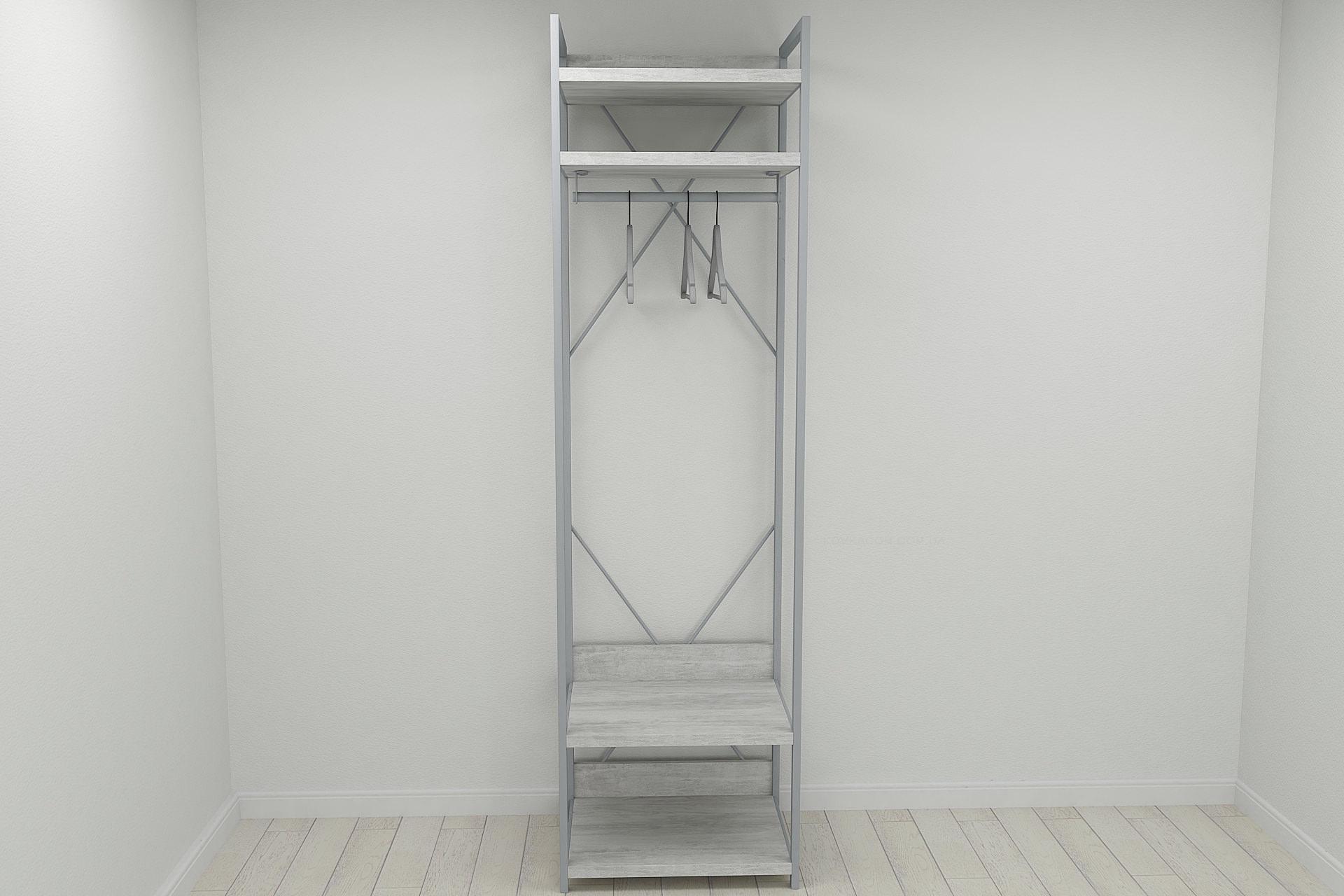 Шкаф гардероб уни секция 2 серии Конект Ferrum-decor 220x60x50 см металл Серый/ДСП Урбан Лайт (SHG077)
