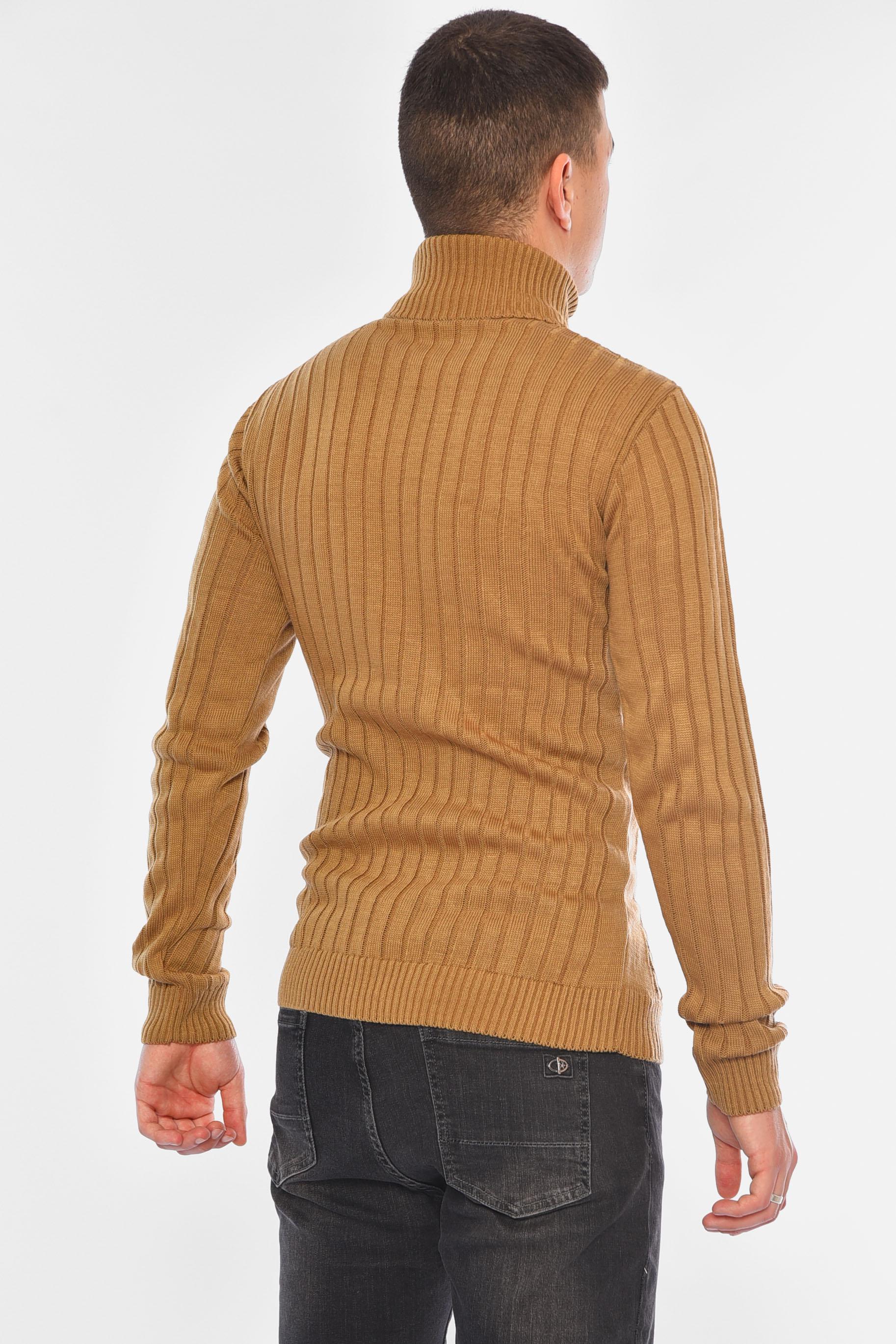 Свитер мужской однотонный M Коричневый (194511) - фото 3 Свитер мужской однотонный M Коричневый (194511) - фото 3