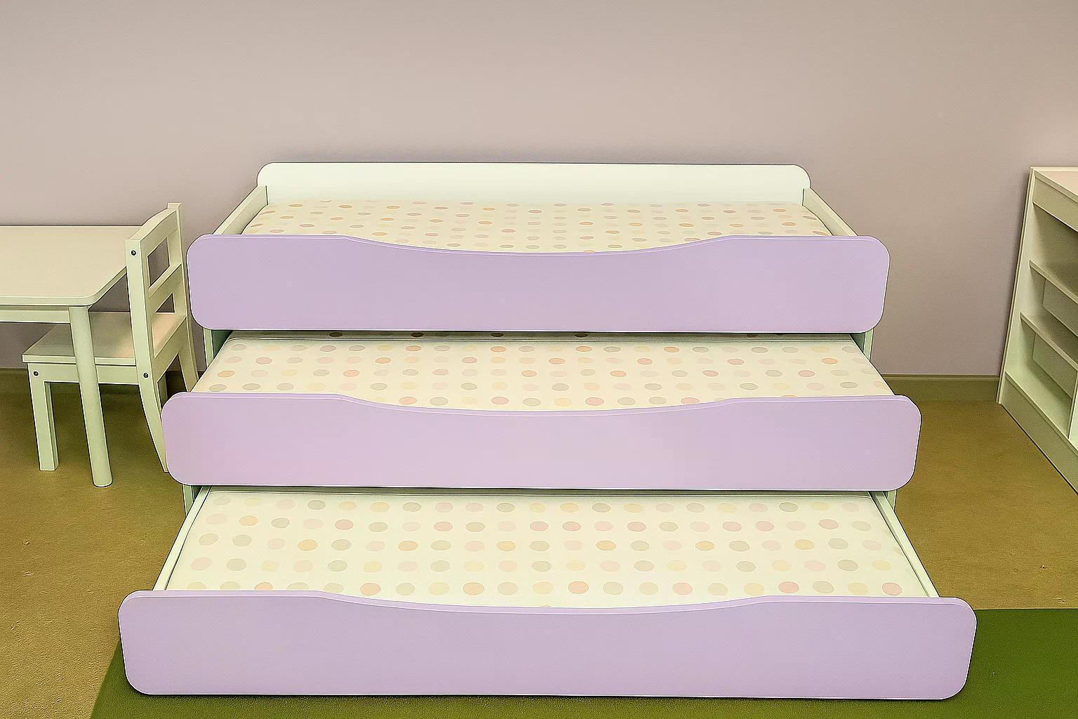 Ліжко 3-х ярусне DS-21 для дошкільних навчальних закладів Лаванда - фото 1 Ліжко 3-х ярусне DS-21 для дошкільних навчальних закладів Лаванда - фото 1
