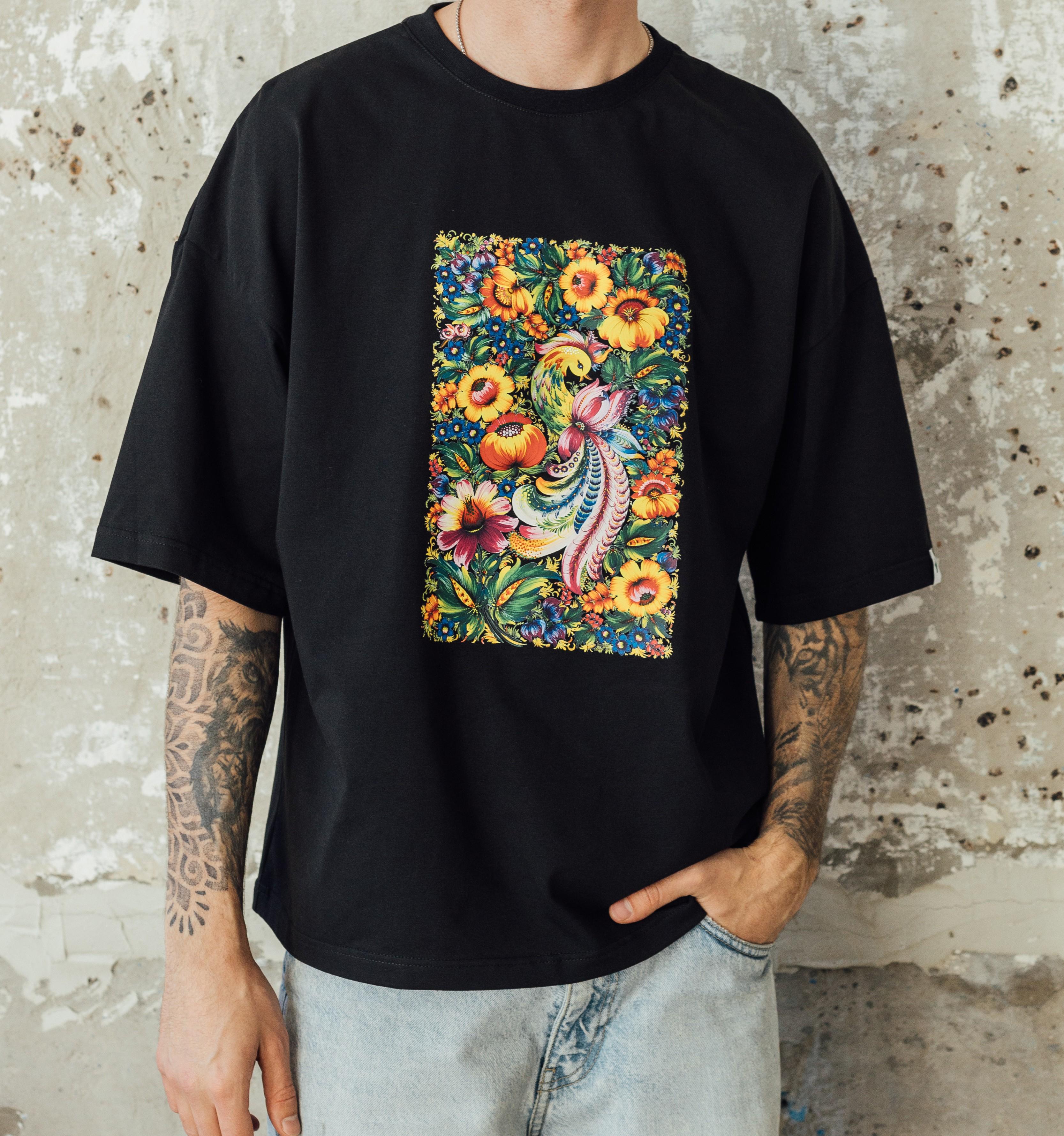 Футболка жіноча оверсайз Весняний настрій S 165-168 см Чорний