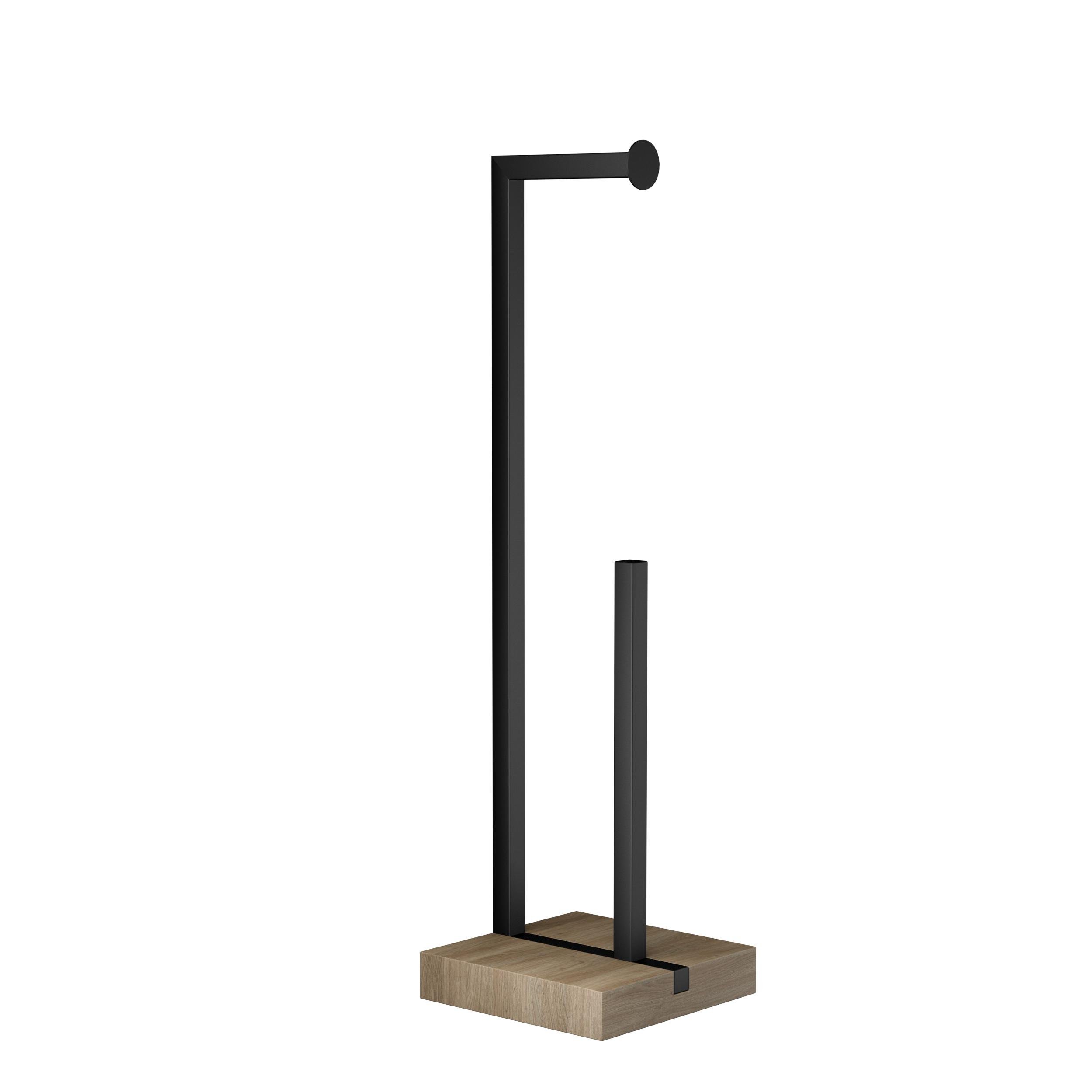 Стойка-держатель Orizon LOFT A для туалетной бумаги из металла и дерева Черный матовый