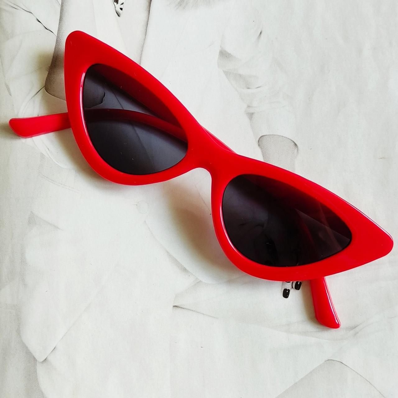 Очки детские стильные треугольные солнцезащитные Красный