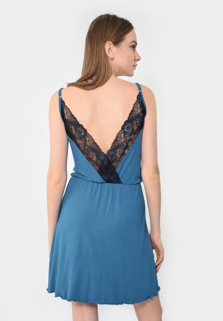 Ночная рубашка на брителях N.EL 891 M Бирюзовый - фото 3