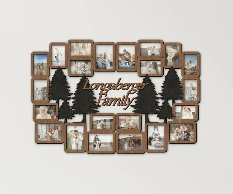 Фоторамка-коллаж с лесом для семейных фото Коричневый (tree_pine_xl_collage-1) - фото 2
