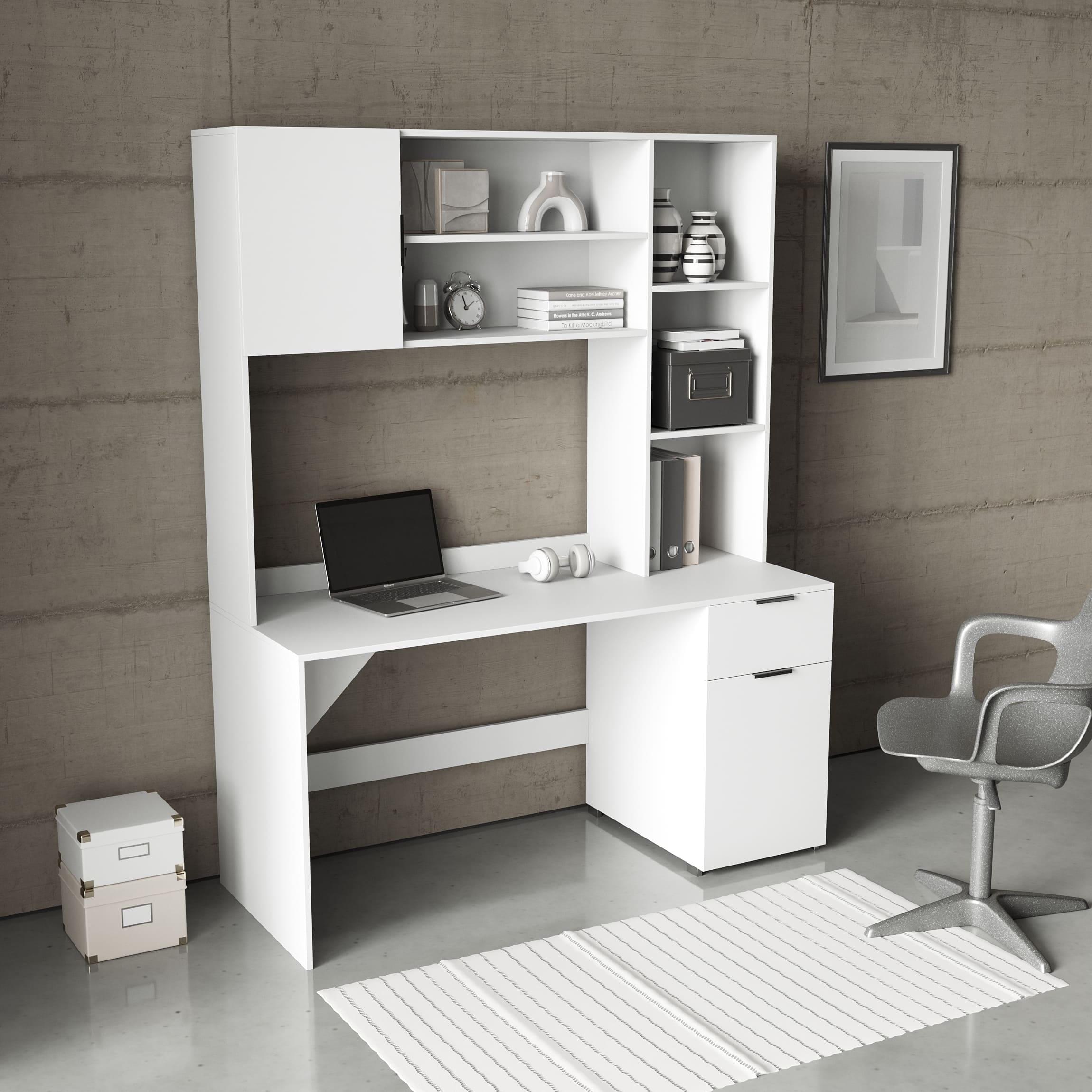 Письменный стол для офиса с надстройкой Белый (380149)