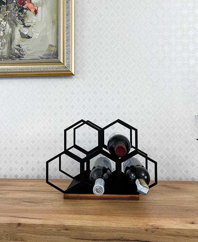 Подставка для вина NC Home Соты из деревянного основания на 5 бутылок (110227) - фото 2 Подставка для вина NC Home Соты из деревянного основания на 5 бутылок (110227) - фото 2