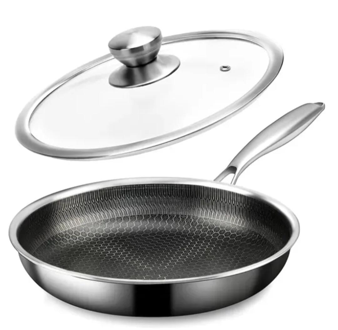 Сковорода с крышкой Edenberg EB-13056 из нержавеющей стали и трехслойным антипригарным покрытием 20x4,5 см (EB-13056) - фото 1 Сковорода с крышкой Edenberg EB-13056 из нержавеющей стали и трехслойным антипригарным покрытием 20x4,5 см (EB-13056) - фото 1