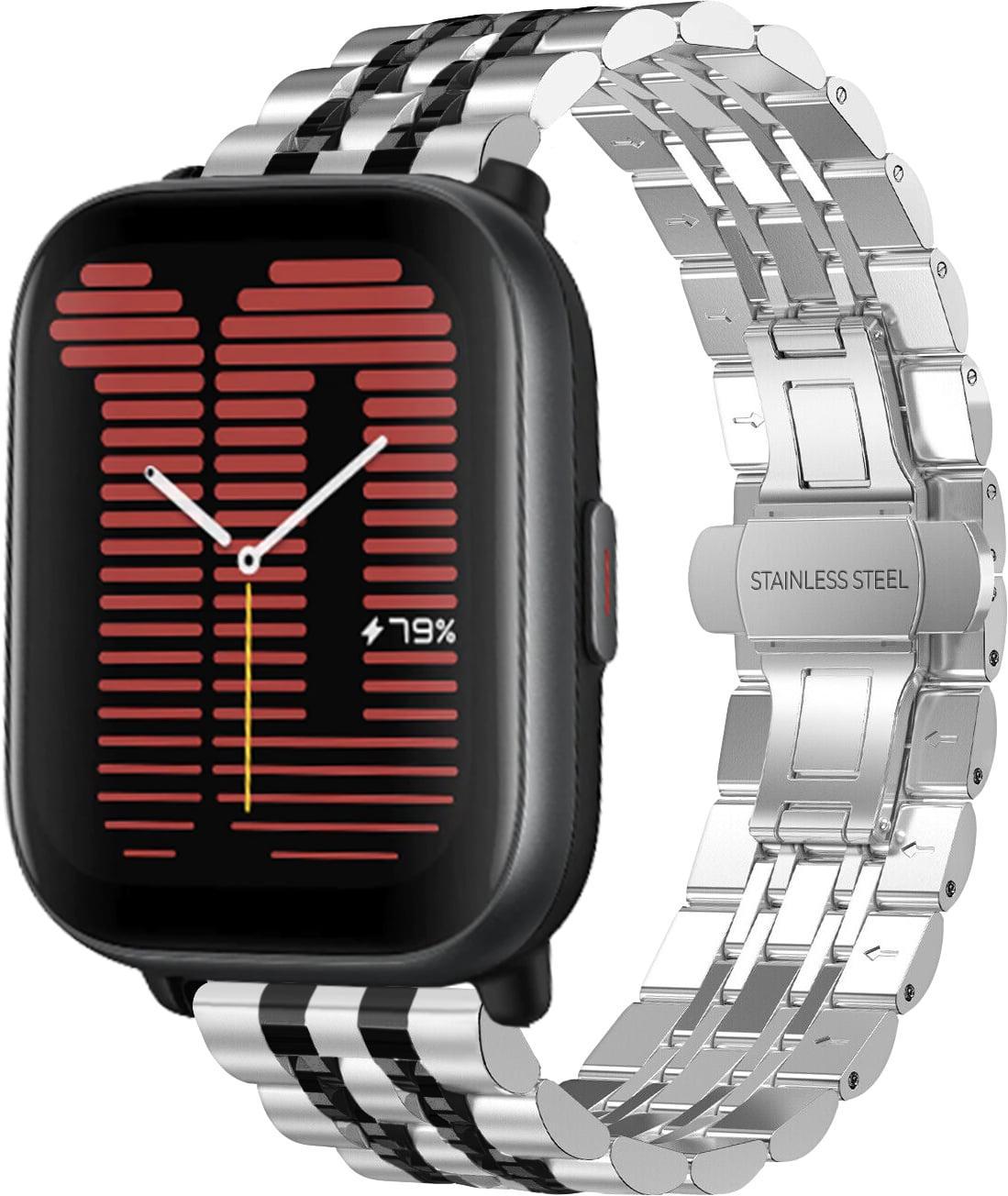 Браслет металлический Spinye Line для Amazfit Active Silver Black (38400-69)