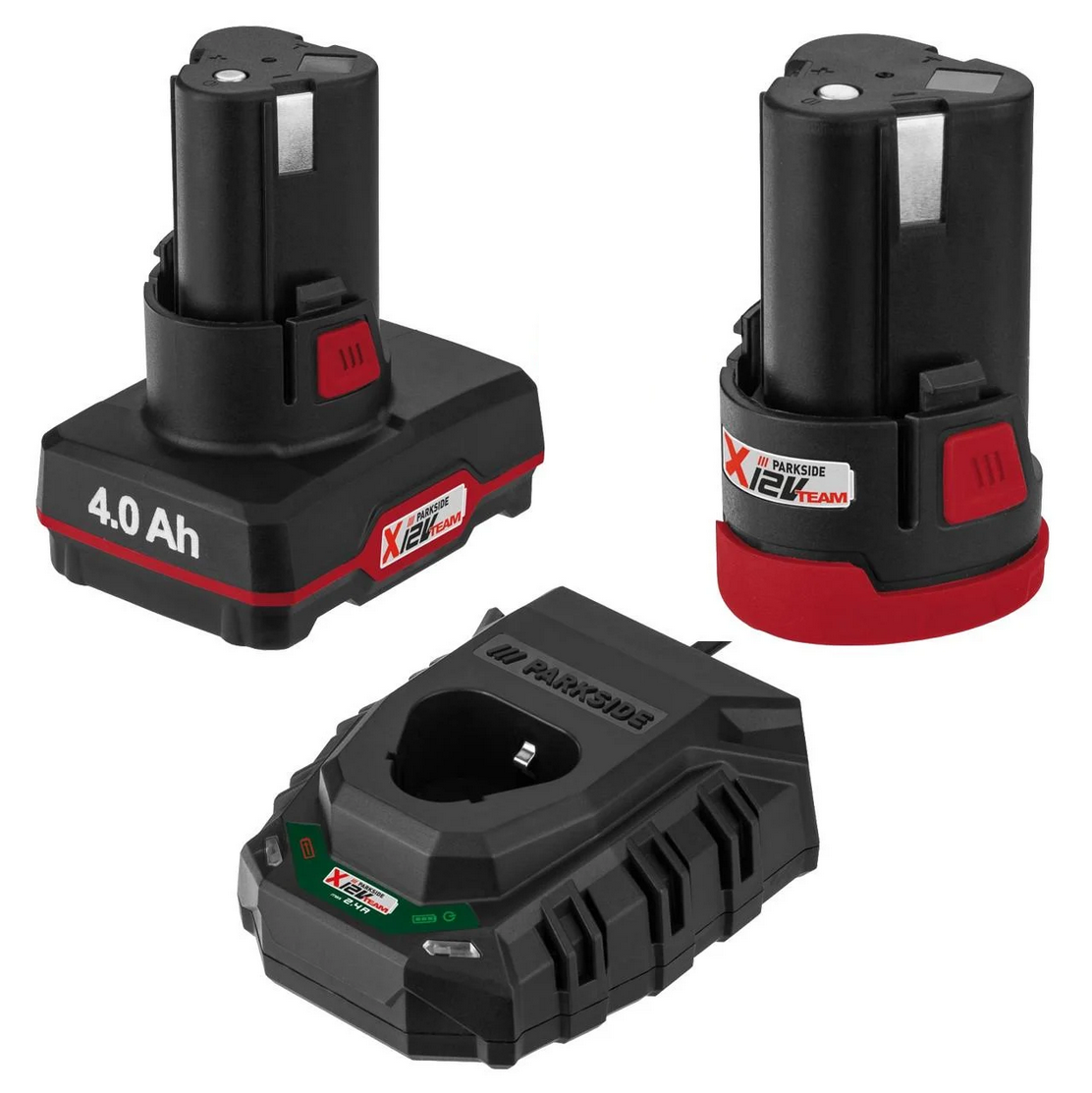 Набор аккумуляторов и зарядного устройства PARKSIDE PAPK 12 B4/12 A4/PLGK 12 A3 12 В 4 Ач/2 Ач Набор аккумуляторов и зарядного устройства PARKSIDE PAPK 12 B4/12 A4/PLGK 12 A3 12 В 4 Ач/2 Ач