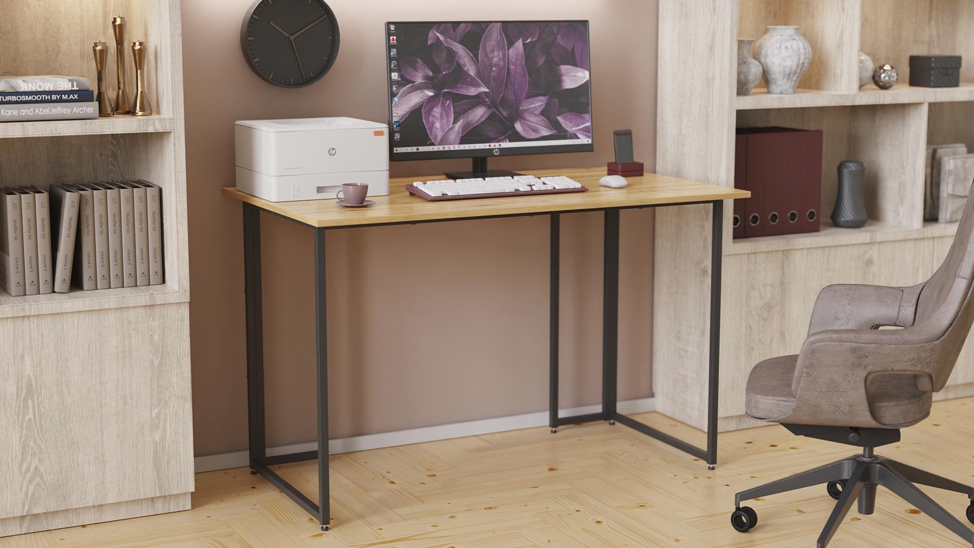 Компьютерный стол Ferrum-decor Ханна ДСП 16 мм 75x140x70 см Черный/Дуб Артизан (FRD-106233) - фото 1