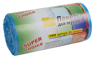 Мешки для мусора Super Choice 50x60 мм 35 л 100 шт. Синий (5-020310)