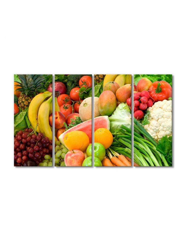 Картина модульная Сезонные овощи и фрукты 4 модуля 120x180 см