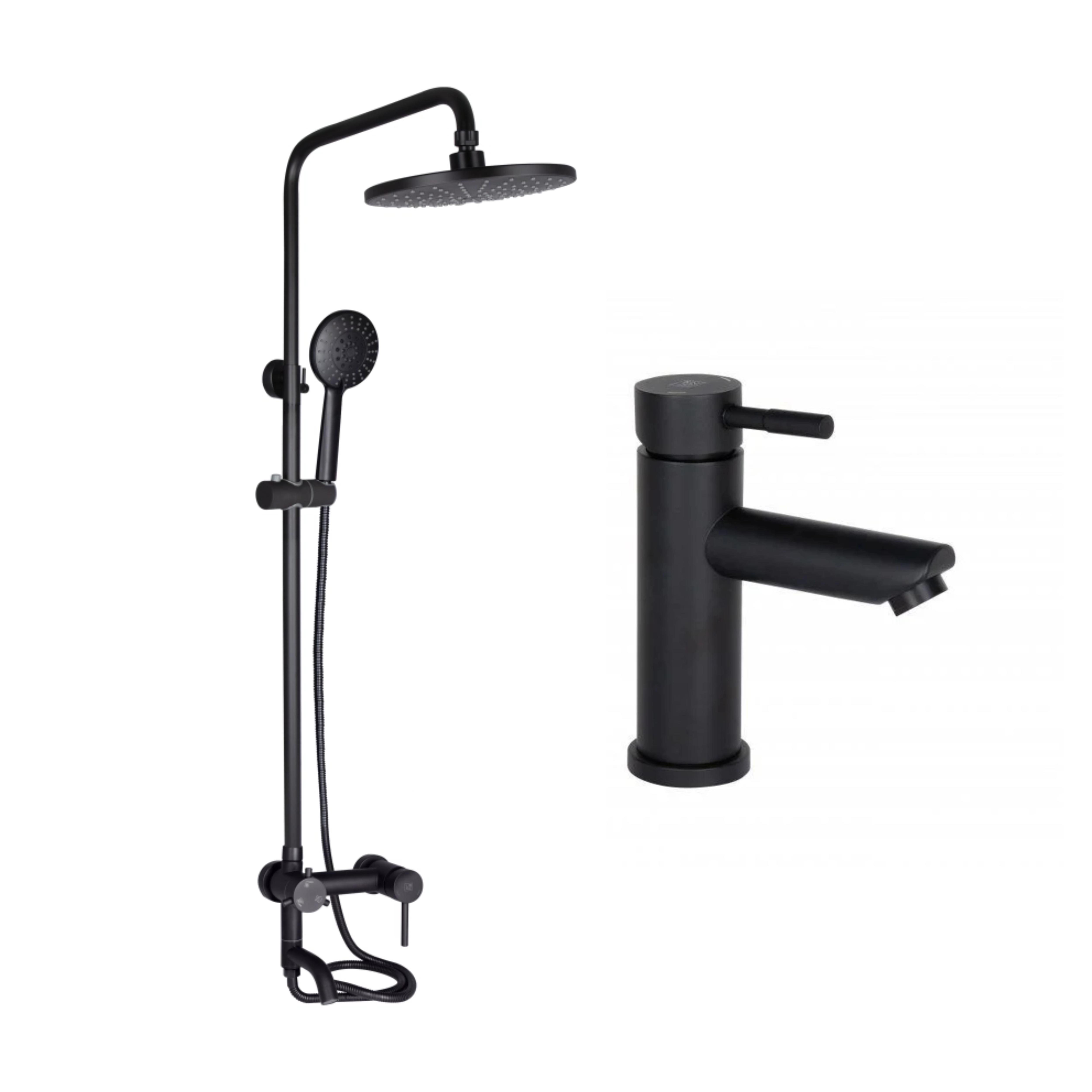 Комплект смесителей Lidz Aria душевая система и для раковины 2 шт. Black (LDARI1032BLA43371/LDARI001FBLA43367)